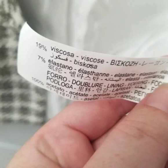 Zara Textured Plaid Houndstooth Cropped Jacket Blazer Ecru M - Picture 7 of 16